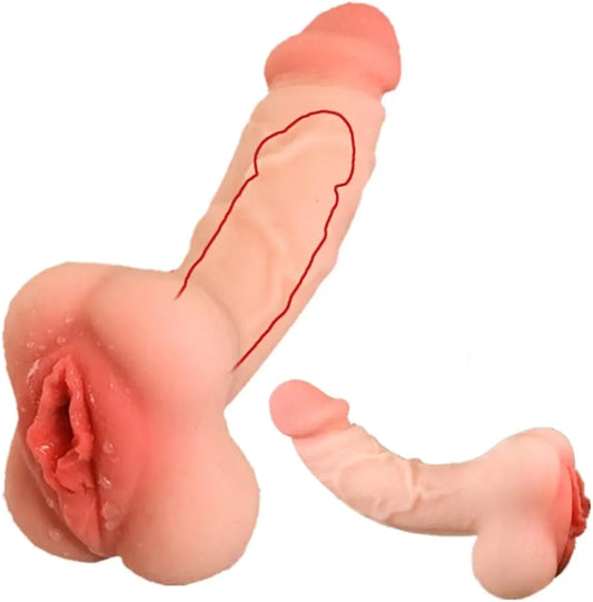 7-Inch Realistic Dual-Texture Masturbator: Penis Sleeve Extender and Pocket Pussy Stroker