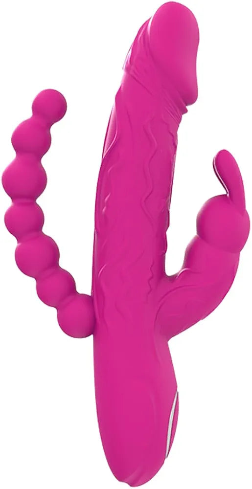 Versatile 3-in-1 Rabbit Vibrator with Anal Beads and 10 Vibration Modes for Dual Stimulation