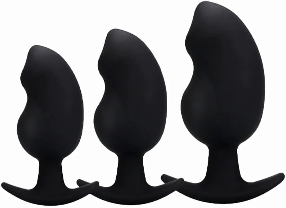 Silicone Anal Training Kit: 3-Piece Graduated Prostate Plug Set with Flared Base