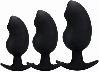 Silicone Anal Training Kit: 3-Piece Graduated Prostate Plug Set with Flared Base