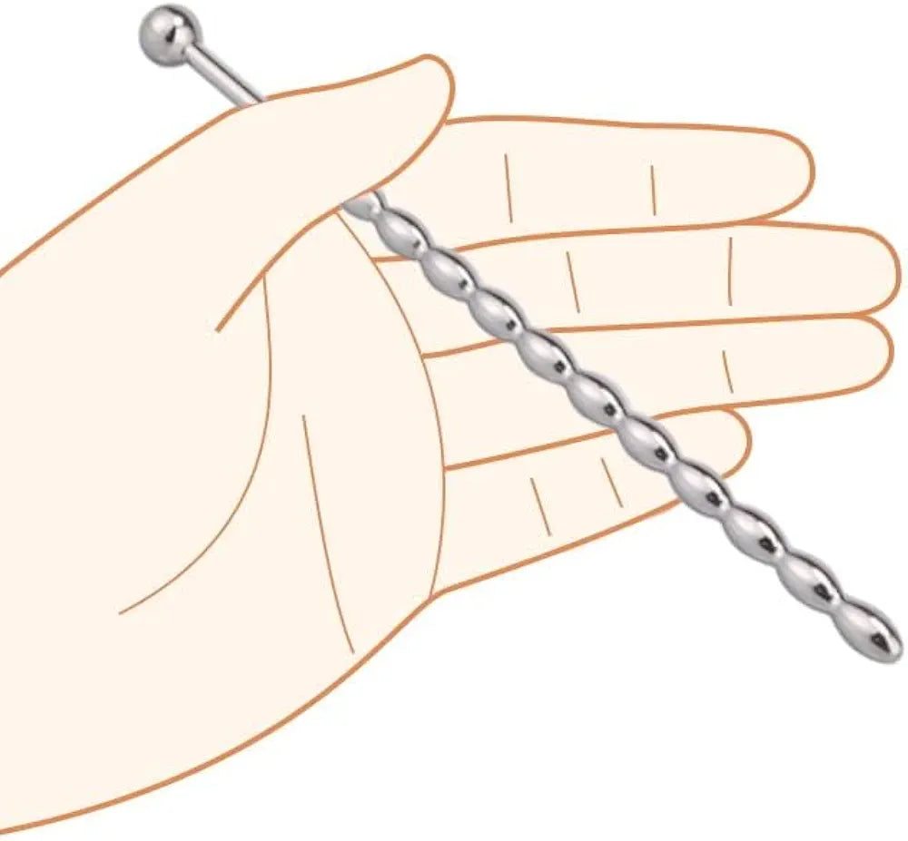 Stainless Steel Multi-Bead Urethral Dilator and Penis Plug for Male Stimulation
