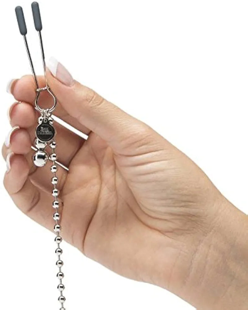 Weighted Silicone-Tipped Nipple Clamps with Connecting Chain and Storage Pouch