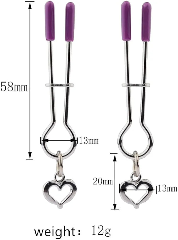 Adjustable Silicone-Tipped Nipple Clamps for Couples - Non-Piercing Nickel-Free Foreplay Jewelry