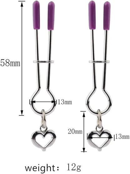 Adjustable Silicone-Tipped Nipple Clamps for Couples - Non-Piercing Nickel-Free Foreplay Jewelry