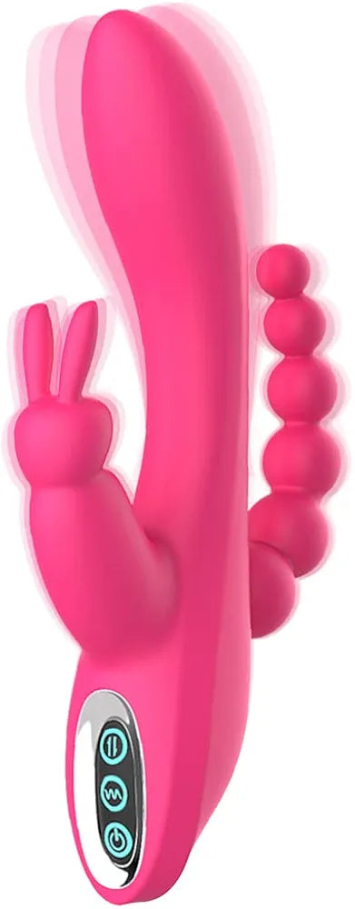 Adorime 3-in-1 Rechargeable Rabbit Vibrator with Dual Motors for G-Spot and Clitoral Stimulation