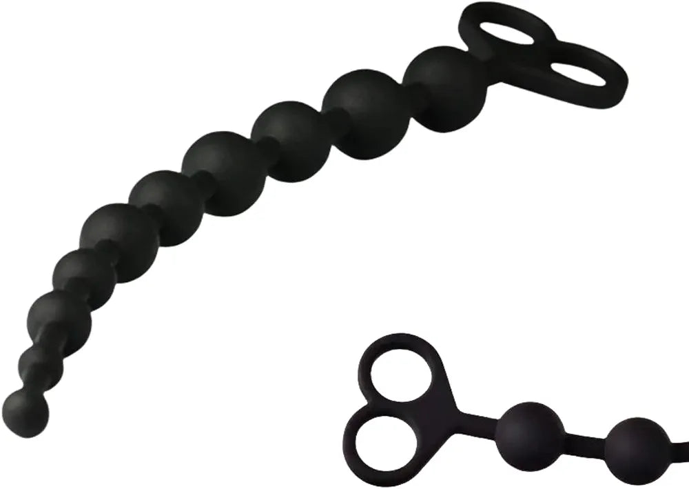 Silicone Graduated Anal Beads with Pull Ring - 10-Ball Beginner to Advanced Anal Training Toy