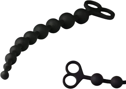 Silicone Graduated Anal Beads with Pull Ring - 10-Ball Beginner to Advanced Anal Training Toy
