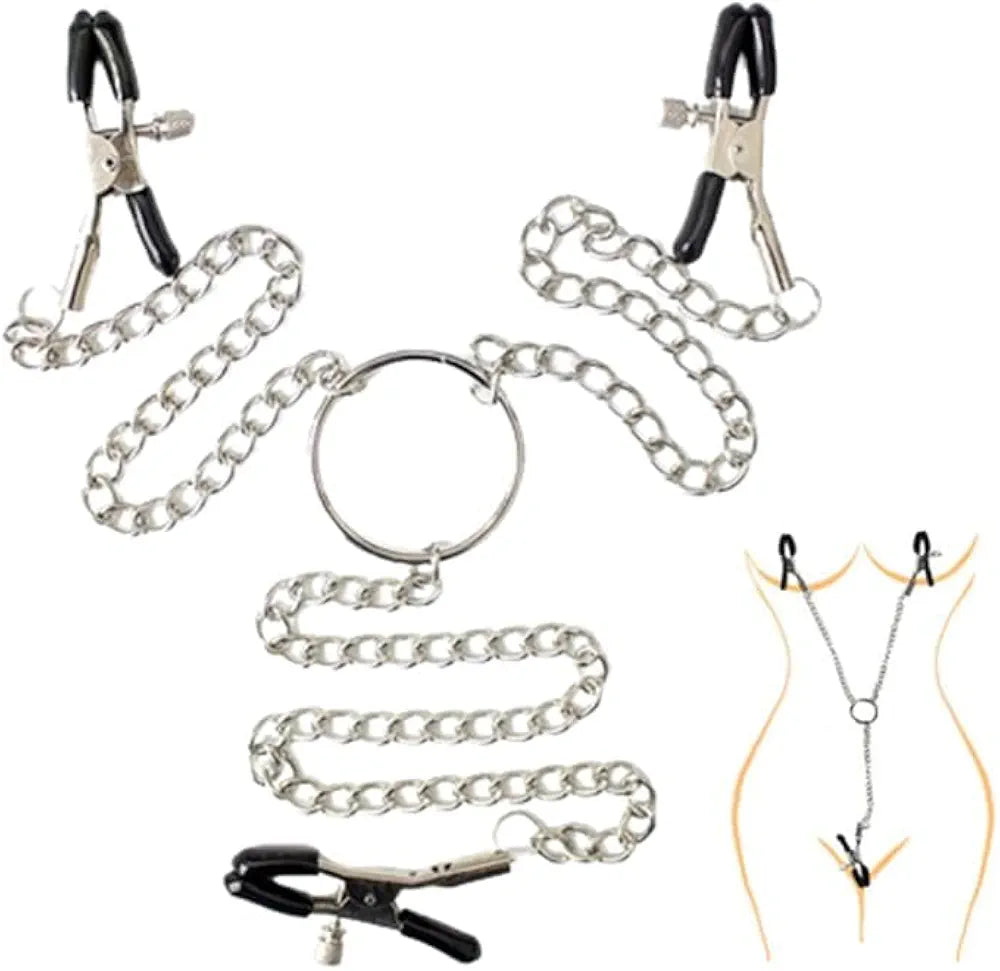 Adjustable Non-Piercing Nipple and Clitoral Stimulation Clamps for Couples