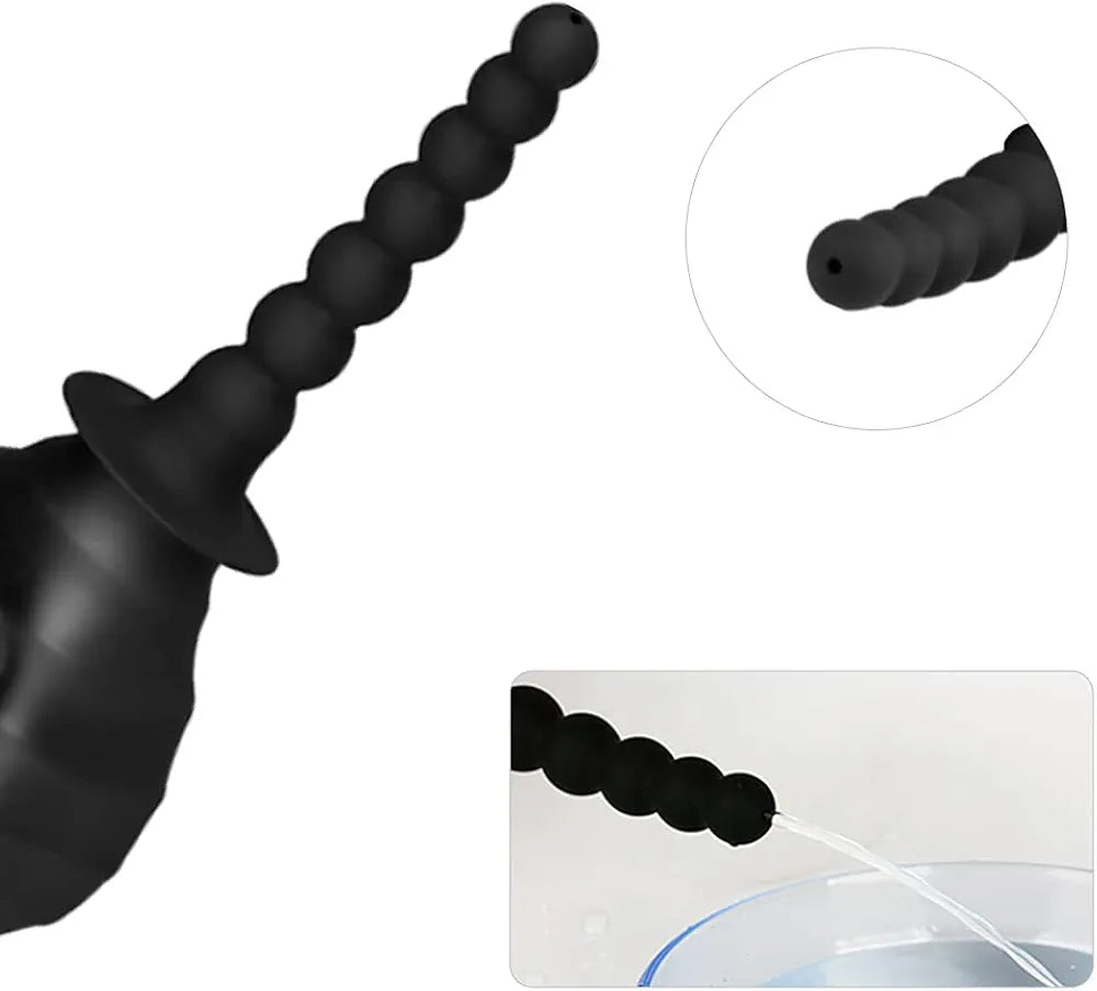 380ml Silicone Enema Bulb and Anal Douche System with 2 Replaceable Nozzles for Unisex Personal Hygiene
