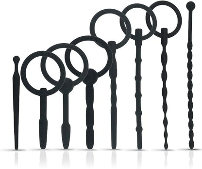 8-Piece Silicone Urethral Dilator and Penis Plug Set for Male Stimulation