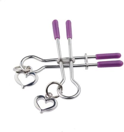 Adjustable Silicone-Tipped Nipple Clamps for Couples - Non-Piercing Nickel-Free Foreplay Jewelry