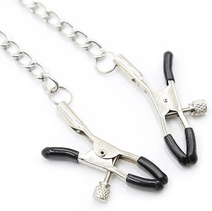 Adjustable Non-Piercing Nipple and Clitoral Clamp Set with Connecting Chain for Sensual Play