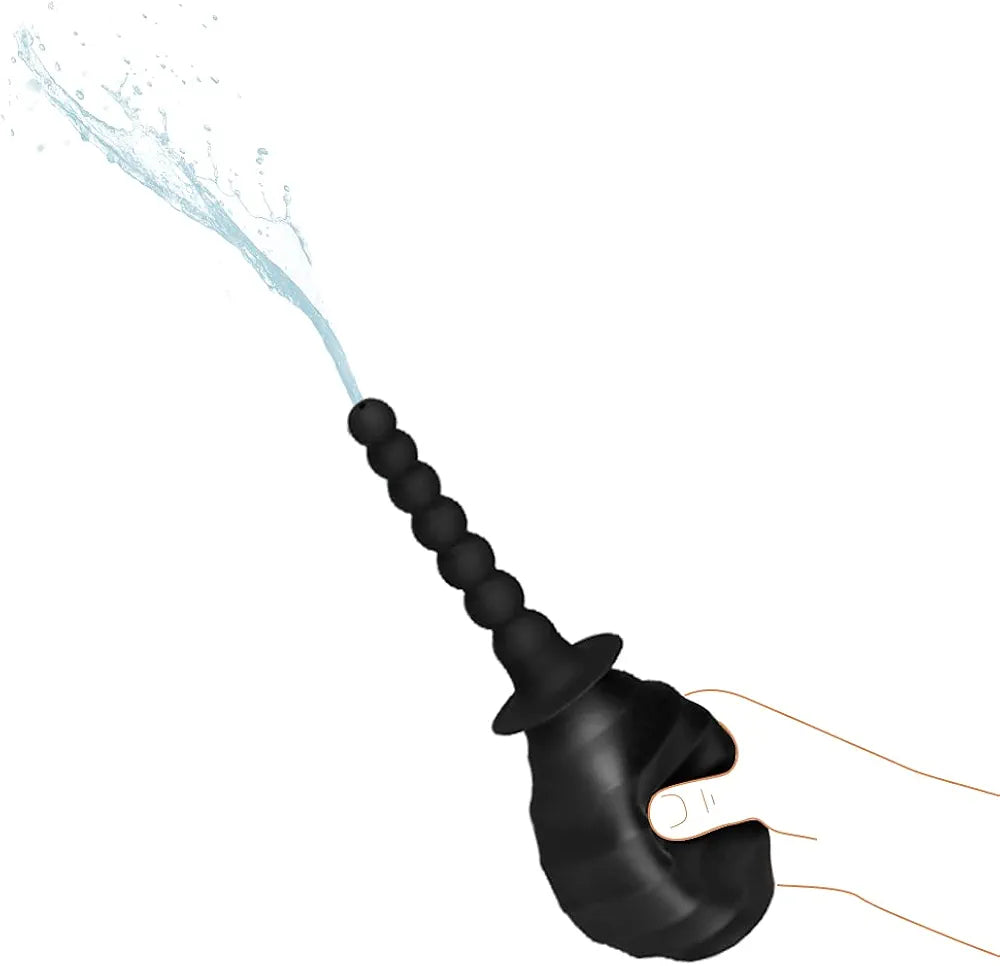 380ml Silicone Enema Bulb and Anal Douche System with 2 Replaceable Nozzles for Unisex Personal Hygiene