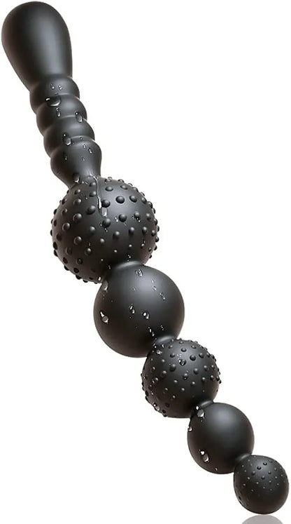 Premium Silicone Anal Bead Plug with Ergonomic Handle and Textured Stimulation