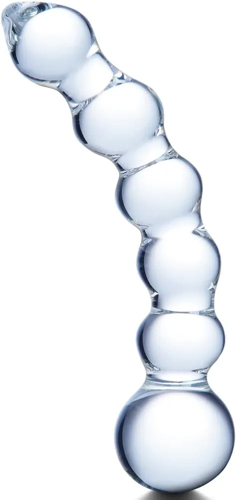 Premium Borosilicate Glass Anal Bead Plug - 7.9 Inch Conical Prostate Massager for Temperature Play