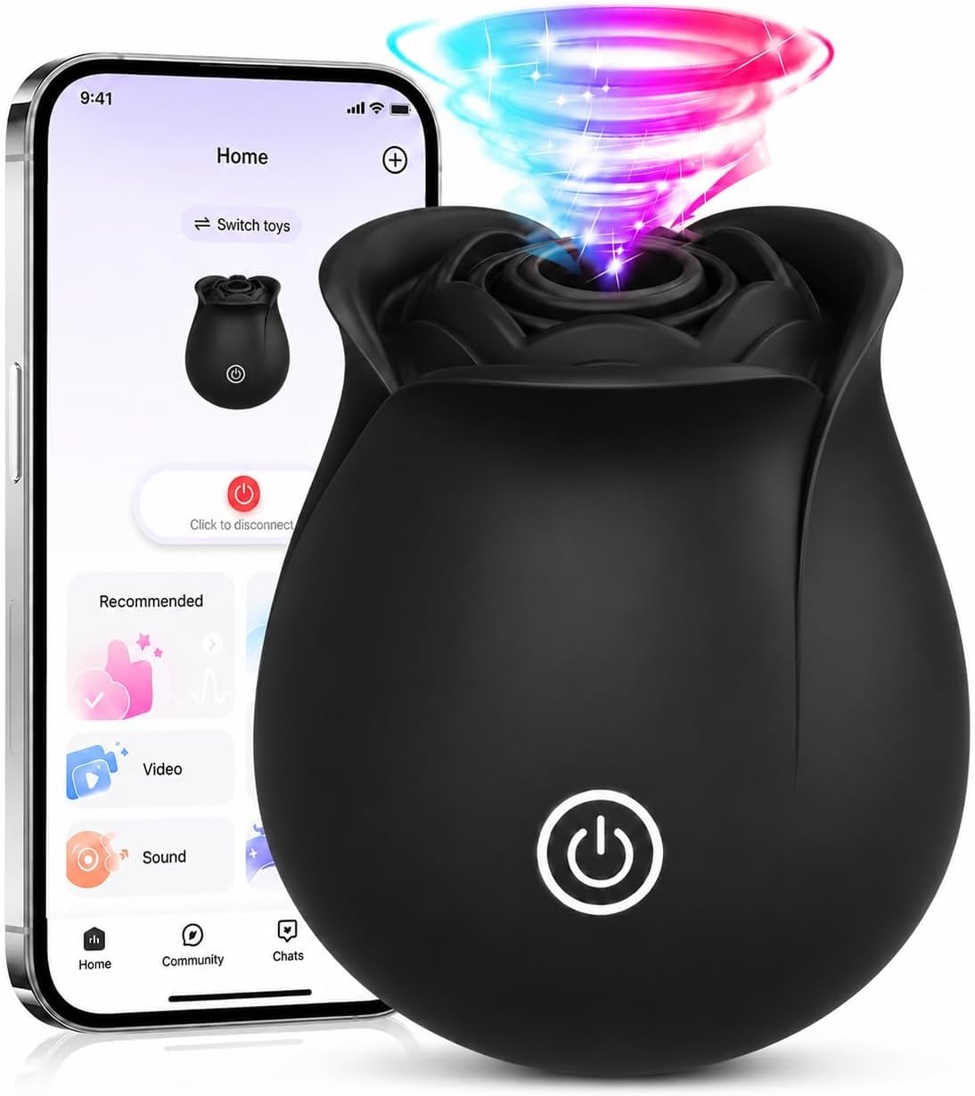 Rose App-Controlled Vibrator: 9-Mode Waterproof Sucking & Clitoral Stimulator for Couples