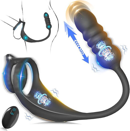 Remote-Controlled Prostate Massager and Vibrating Penis Ring Set