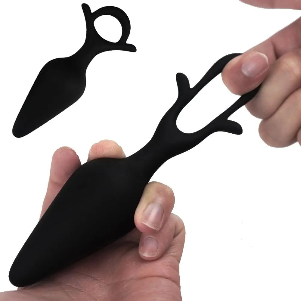 3-Piece Silicone Anal Training Plug Set with Pull Ring and Flared Base