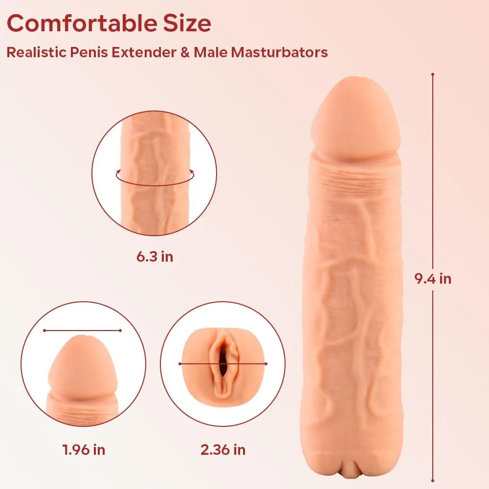 Pennis Extender with Cock Ring Male Masturbator Sex Toys Cock Sleeve Realistic Pocket Pussy Adult Toys for Couples Men Women