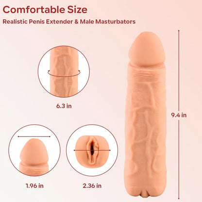 Pennis Extender with Cock Ring Male Masturbator Sex Toys Cock Sleeve Realistic Pocket Pussy Adult Toys for Couples Men Women