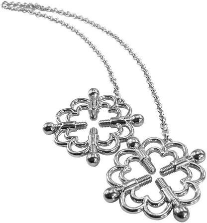 Adjustable Stainless Steel Nipple Clamps with Connecting Chains for Sensual Play