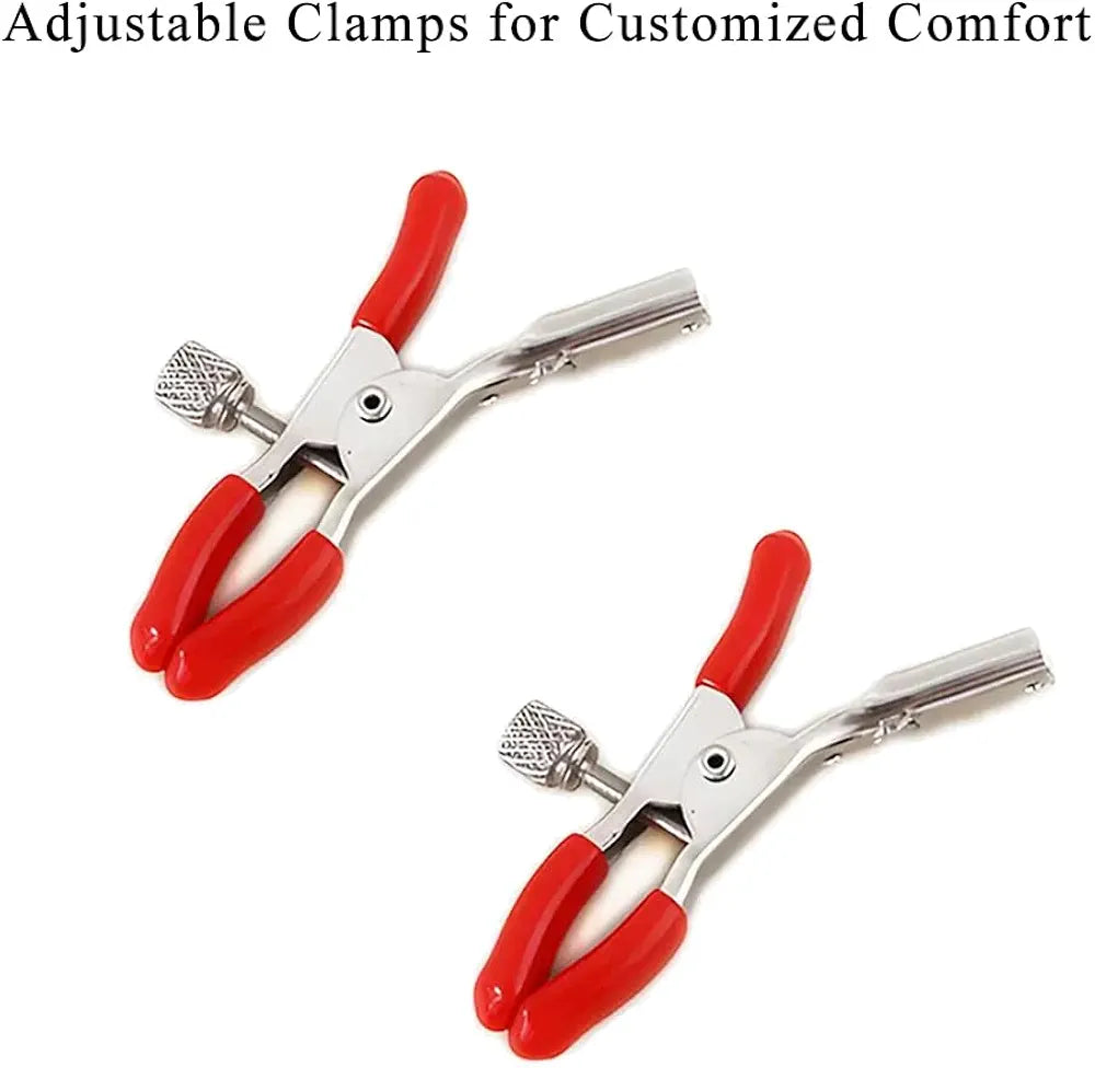 Adjustable Triple-Head Nipple Clamps with Connecting Chain for Couples Play
