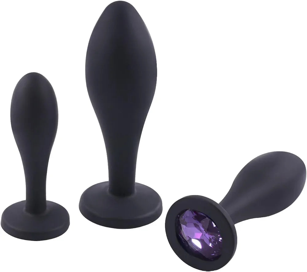 3-Piece Jeweled Anal Training Plug Set for Beginners and Couples