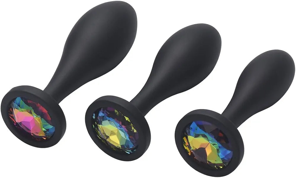 3-Piece Jeweled Anal Training Plug Kit for Beginners and Couples