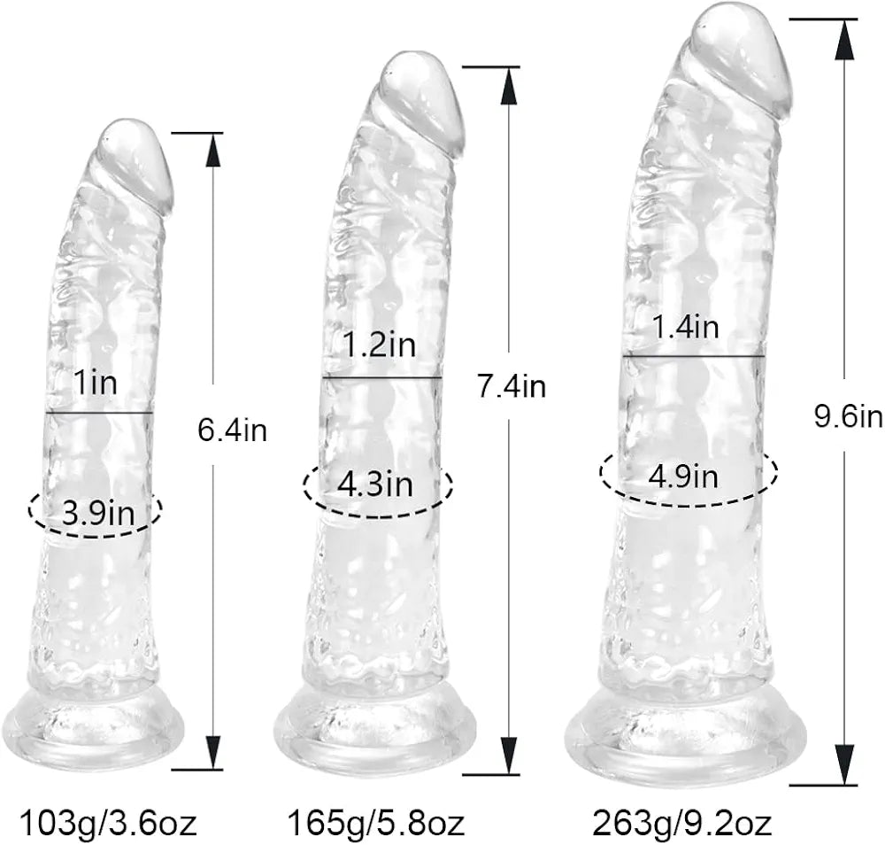 Realistic Clear Suction Dildo Set - 3-Piece Lifelike Anal and Vaginal Pleasure Kit for All Skill Levels