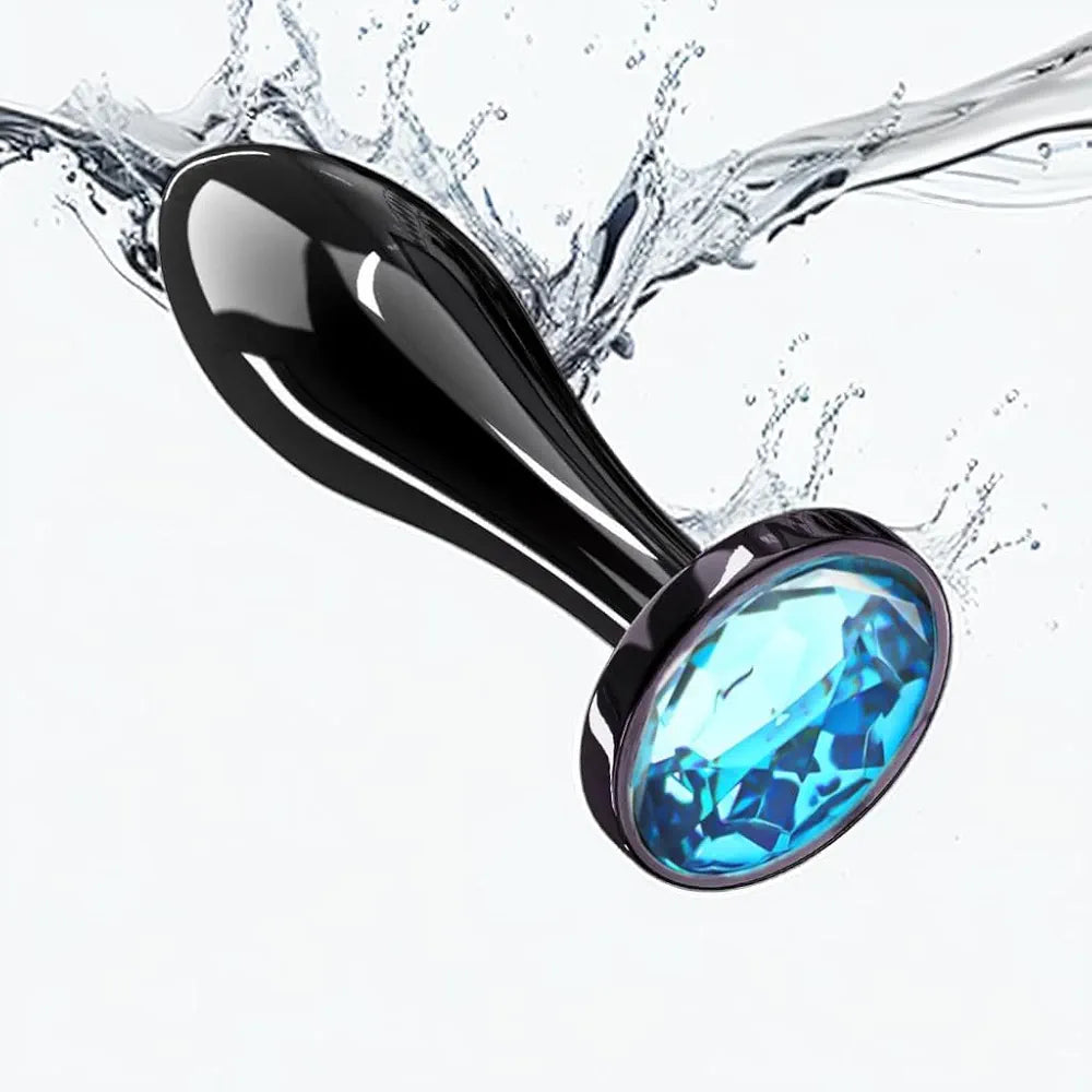 3-Piece Crystal Diamond Metal Anal Butt Plug Set for Beginners - Safe Anal Training Toy for Men and Women