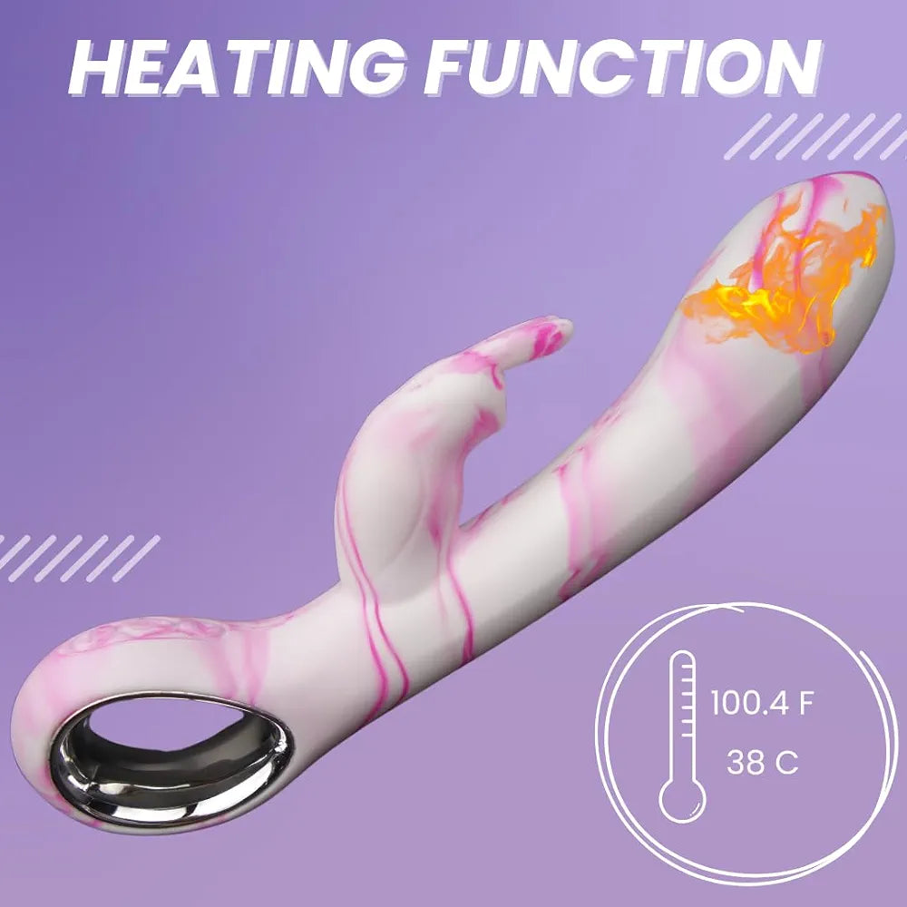 Dual-Motor Heated Rabbit Vibrator with 50 Stimulation Modes for G-Spot and Clitoral Pleasure