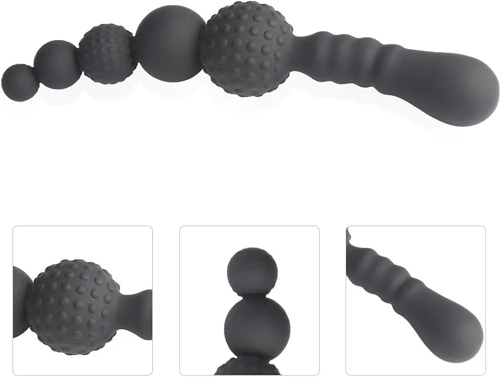 Premium Silicone Anal Bead Plug with Ergonomic Handle and Textured Stimulation