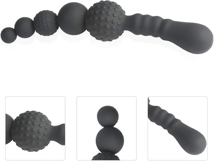 Premium Silicone Anal Bead Plug with Ergonomic Handle and Textured Stimulation