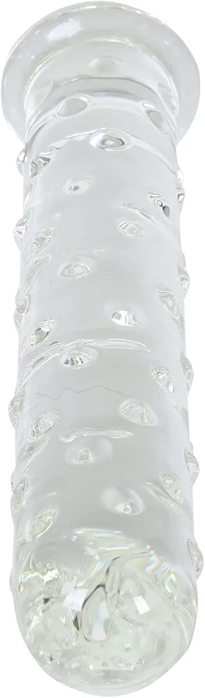 Large Crystal Glass Dildo with Dotted Texture for G-Spot Stimulation