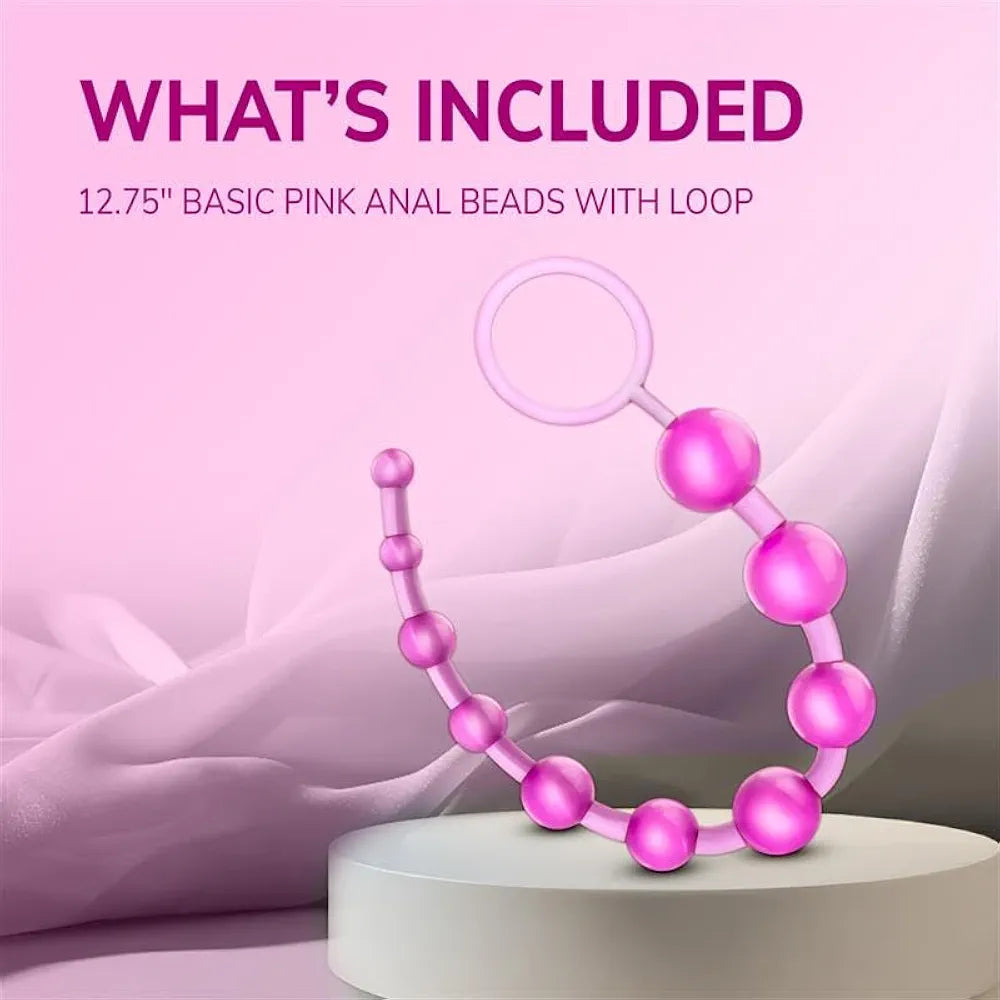 Eden 12-Inch Graduated Anal Beads - Smooth Body-Safe Silicone Training Toy for Beginners