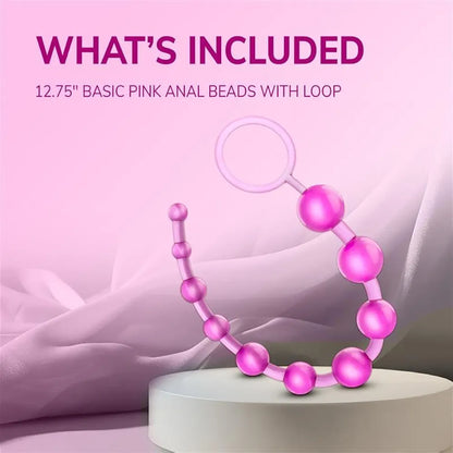 Eden 12-Inch Graduated Anal Beads - Smooth Body-Safe Silicone Training Toy for Beginners
