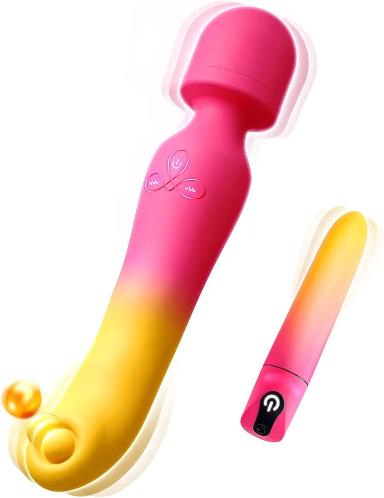 Dual-Action Wand and Bullet Vibrator Set with 14 Stimulation Modes for Couples