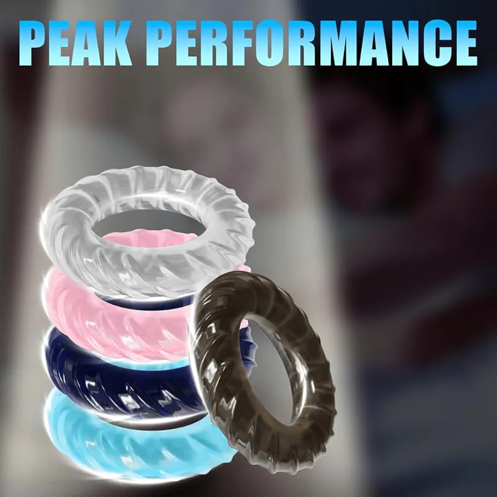 Premium Silicone Penis Enhancement Ring Set - 5 Piece Adjustable Cock and Ball Rings for Men