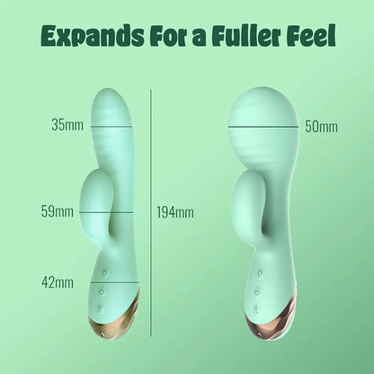 Dual-Action Inflatable Rabbit Vibrator with 10 Vibration Modes and Waterproof Design