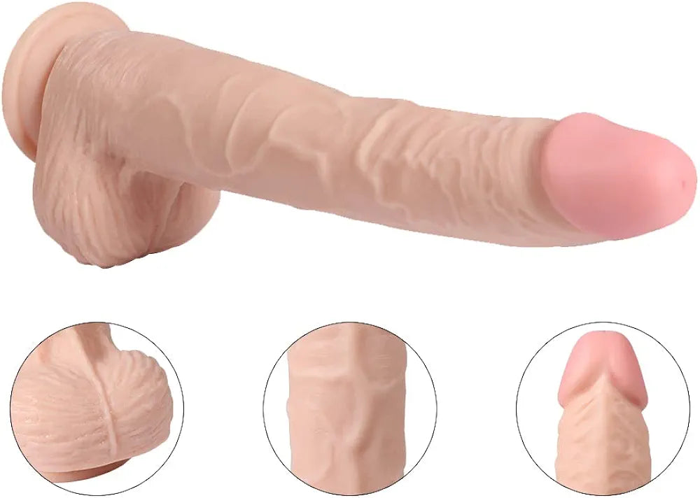 11.6-Inch Realistic Rechargeable Dildo with 20 Vibration Modes and Powerful Suction Base