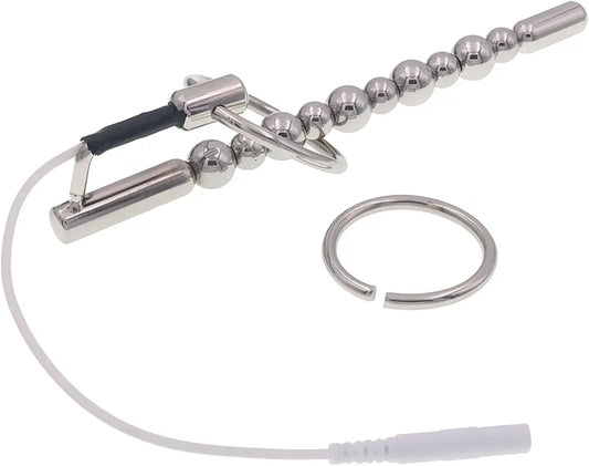 Stainless Steel Urethral Plug and Penis Ring Set for Male Electroshock Stimulation