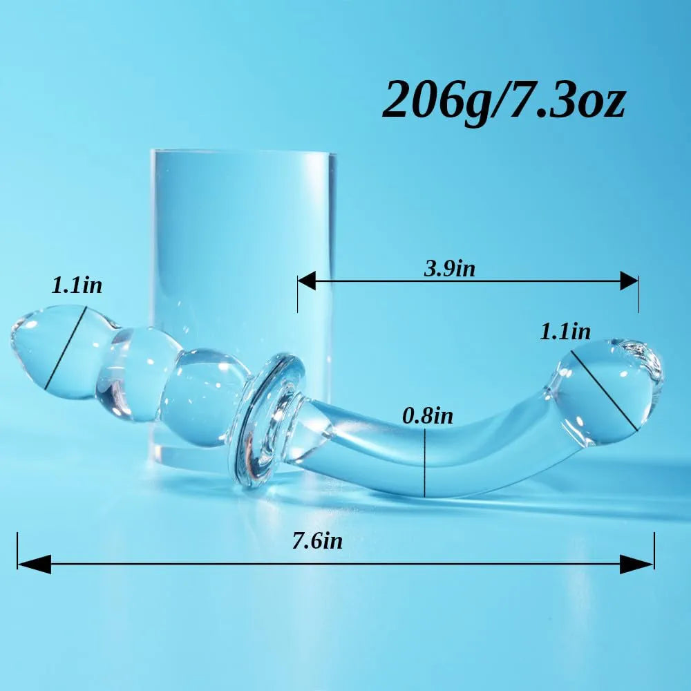 Ergonomic Double-Ended Crystal Glass Anal Bead Massager for Beginners