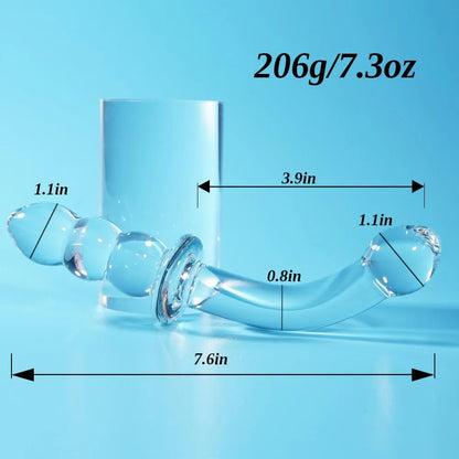 Ergonomic Double-Ended Crystal Glass Anal Bead Massager for Beginners