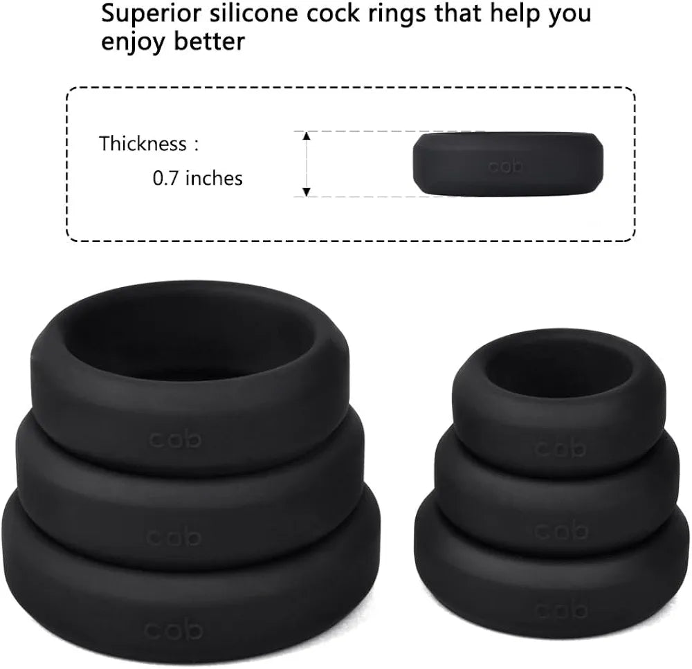 Premium Silicone Penis Ring Set - 6-Piece Stretchy Variety Pack for Enhanced Performance