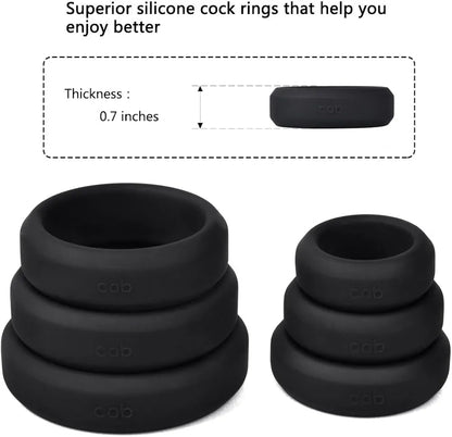 Premium Silicone Penis Ring Set - 6-Piece Stretchy Variety Pack for Enhanced Performance