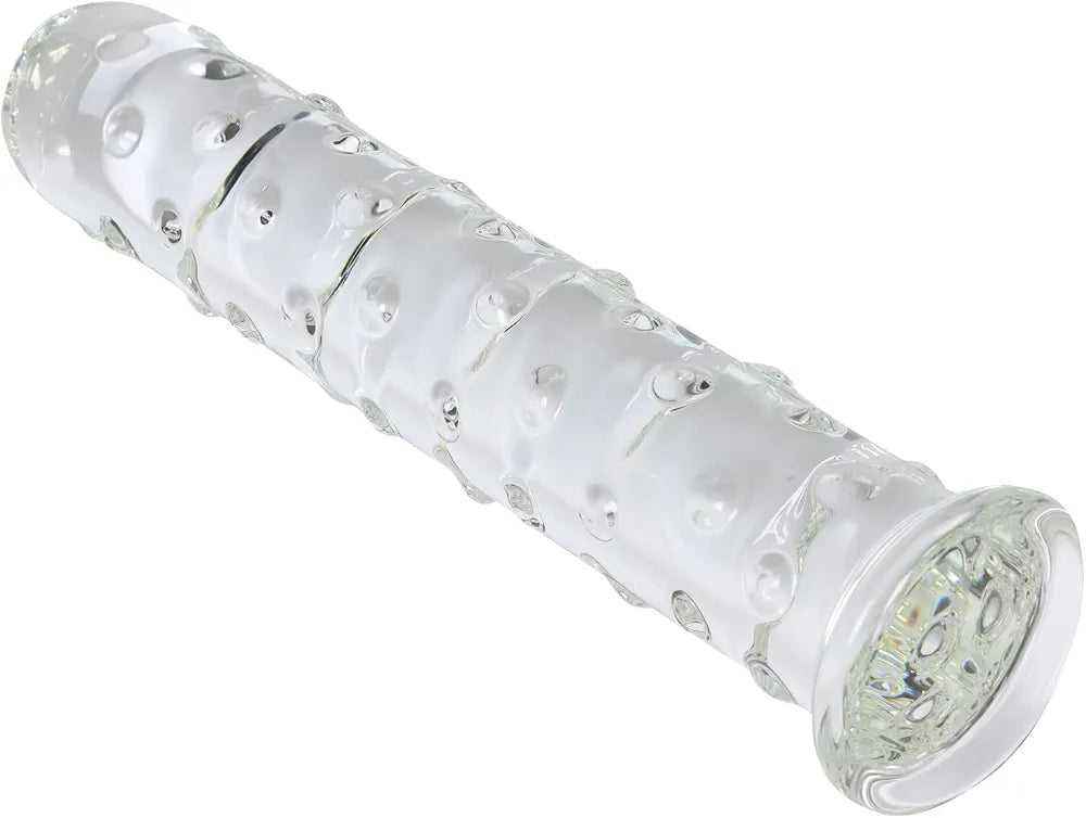 Large Crystal Glass Dildo with Dotted Texture for G-Spot Stimulation