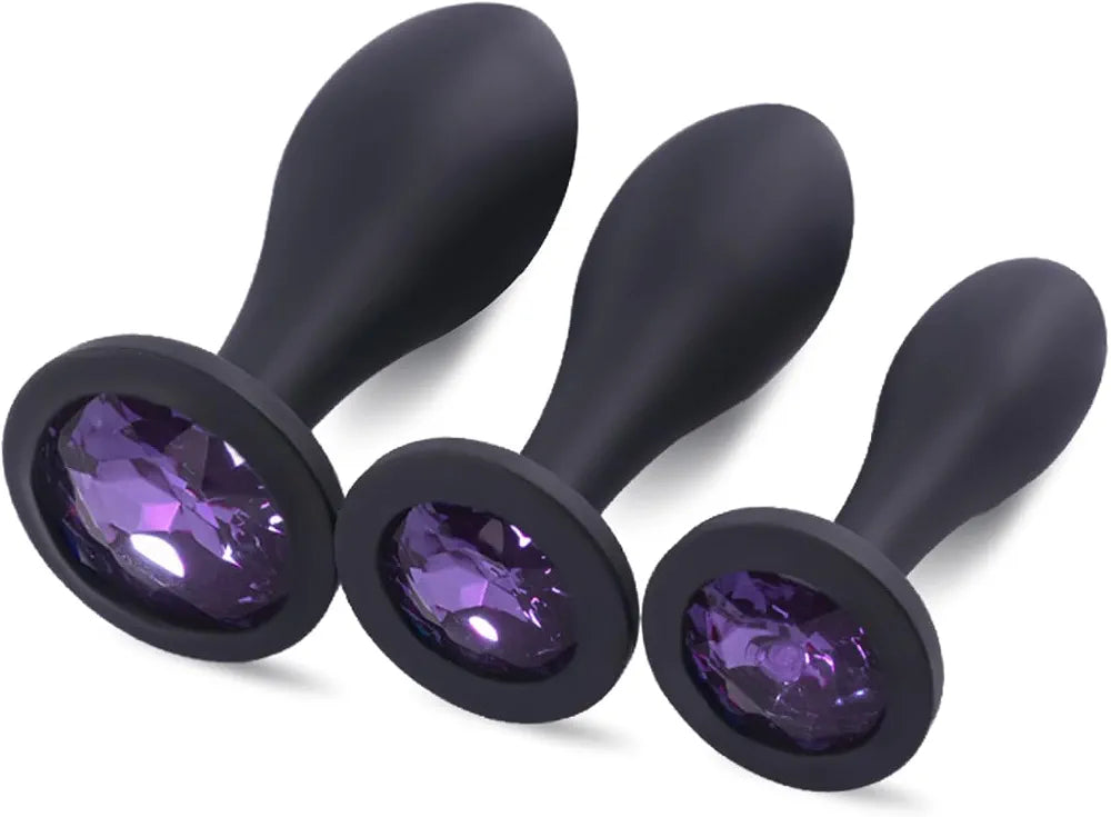3-Piece Jeweled Anal Training Plug Set for Beginners and Couples