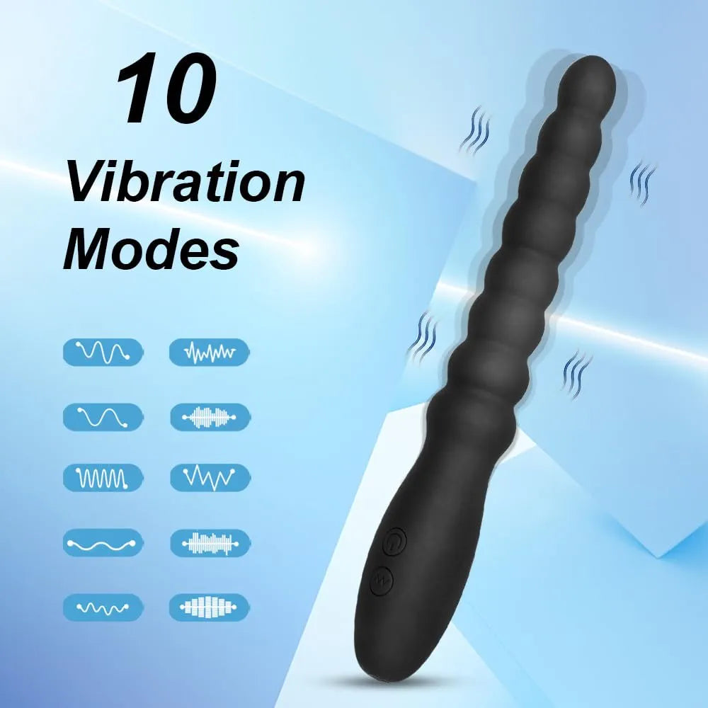 Premium Rechargeable Silicone Vibrating Anal Plug and Bead Stimulator for Couples