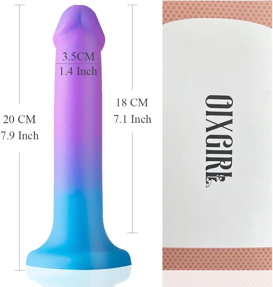 8-Inch Realistic Liquid Silicone Dildo with Suction Cup and Gradient Finish