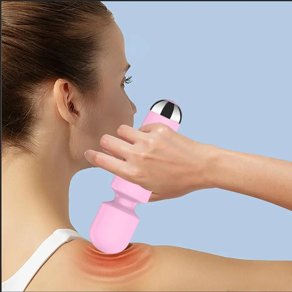 Compact Rechargeable Electric Personal Massager for Targeted Muscle Relief - Pink